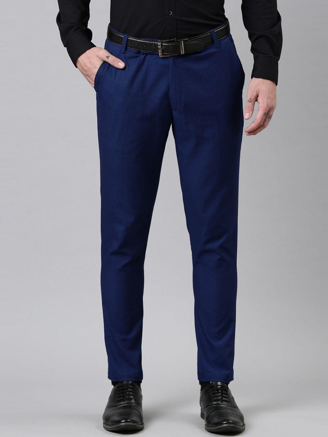 kryptic men tapered fit pure cotton formal trousers