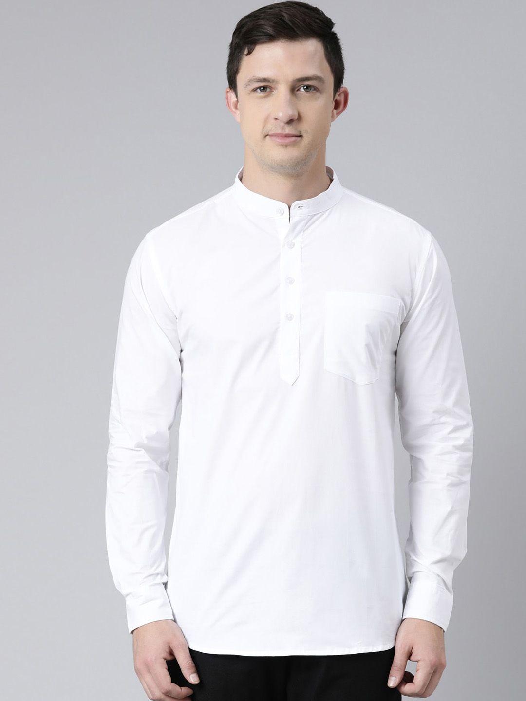 kryptic men white pure cotton casual shirt