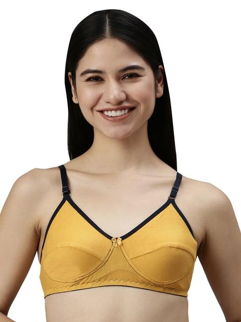 kryptic mustard cotton medium coverage bralette bra