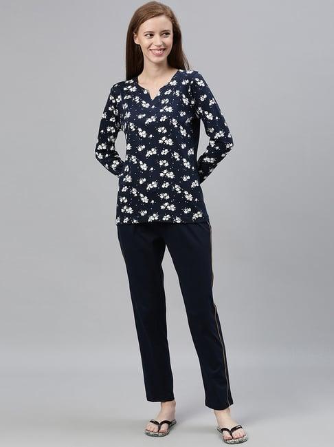 kryptic navy printed top with pyjamas