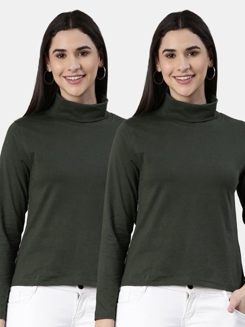 kryptic olive cotton regular fit t-shirt (pack of 2)