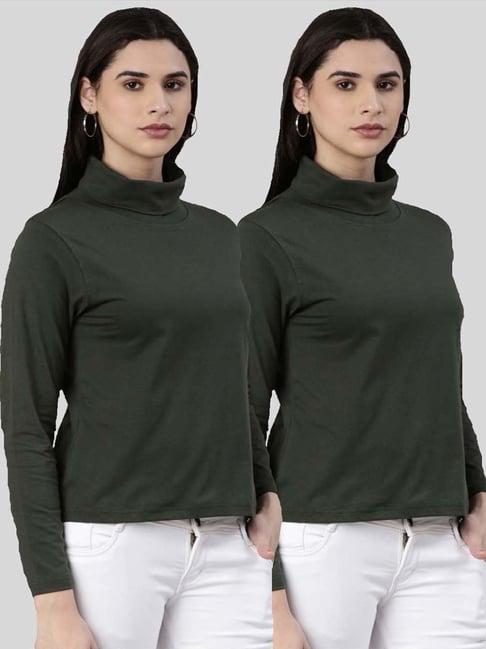 kryptic olive green cotton t-shirt - pack of 2.