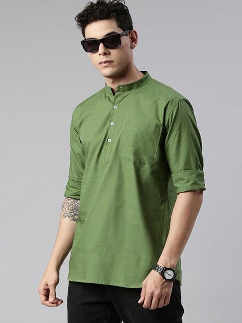 kryptic olive regular fit short kurta