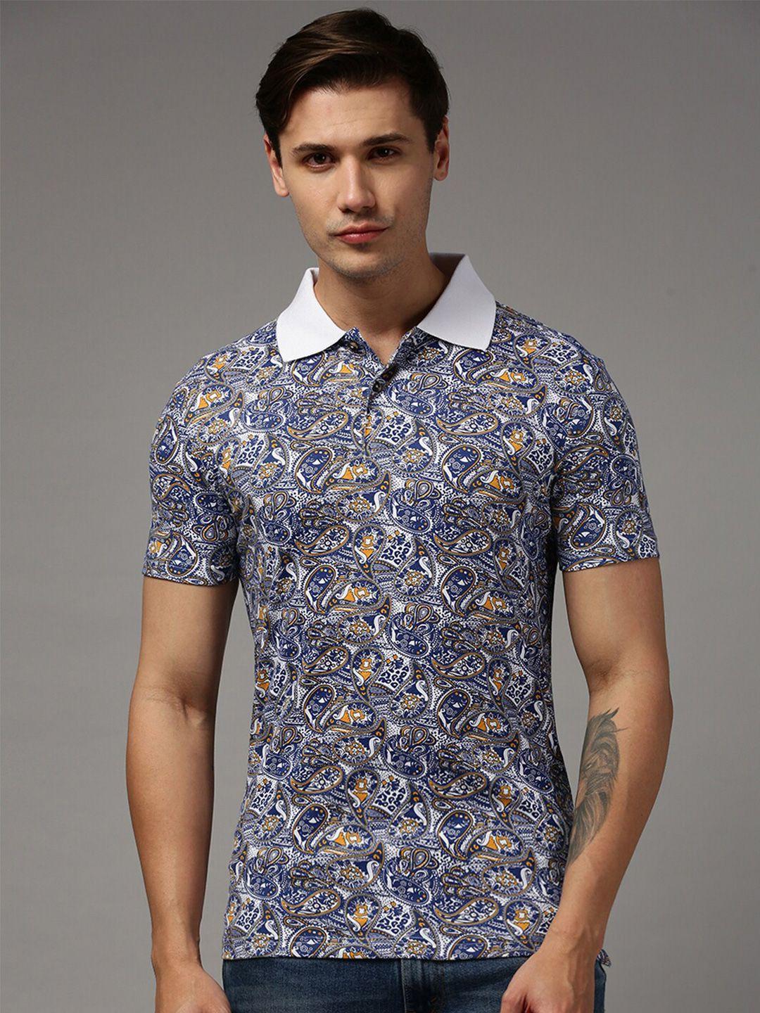 kryptic paisley printed polo collar pure cotton t-shirt