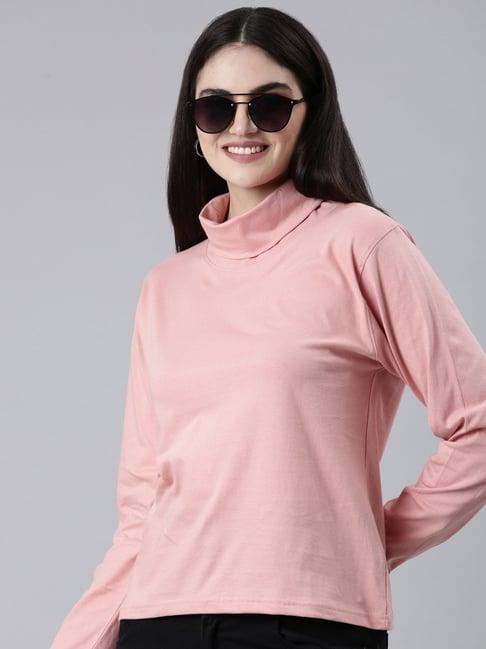 kryptic pink cotton turtle neck top