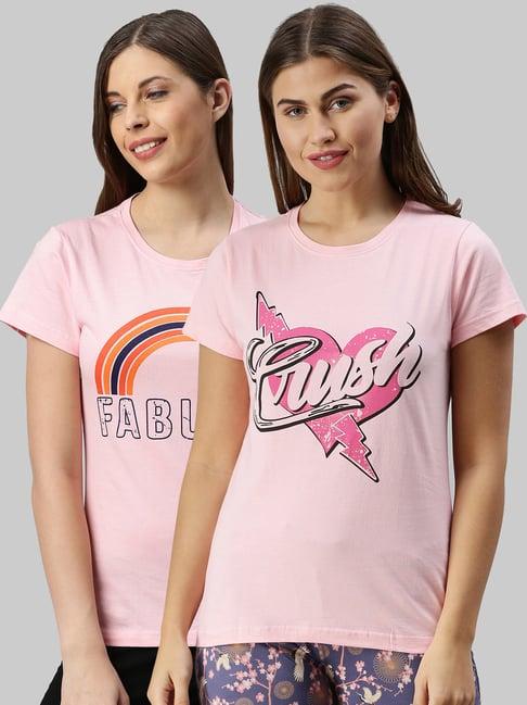 kryptic pink printed cotton t-shirt - pack of 2