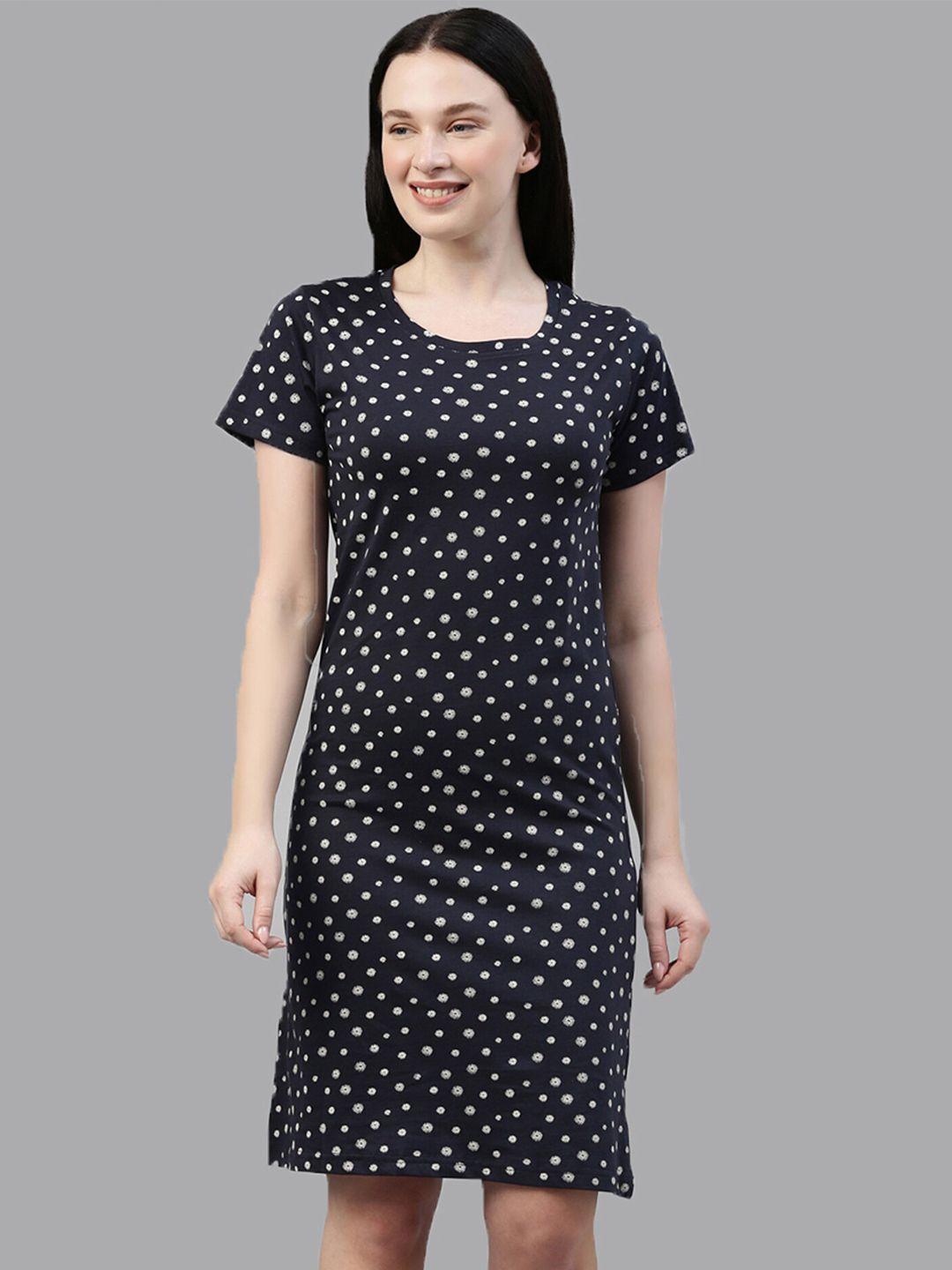 kryptic pure cotton polka dots printed nightdress