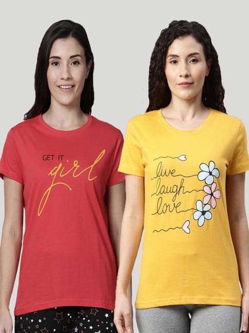 kryptic red & mustard cotton t-shirt - pack of 2