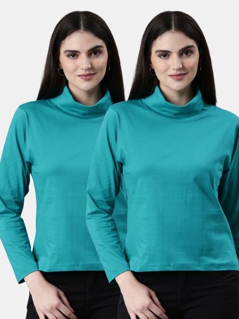 kryptic teal cotton regular fit t-shirt (pack of 2)