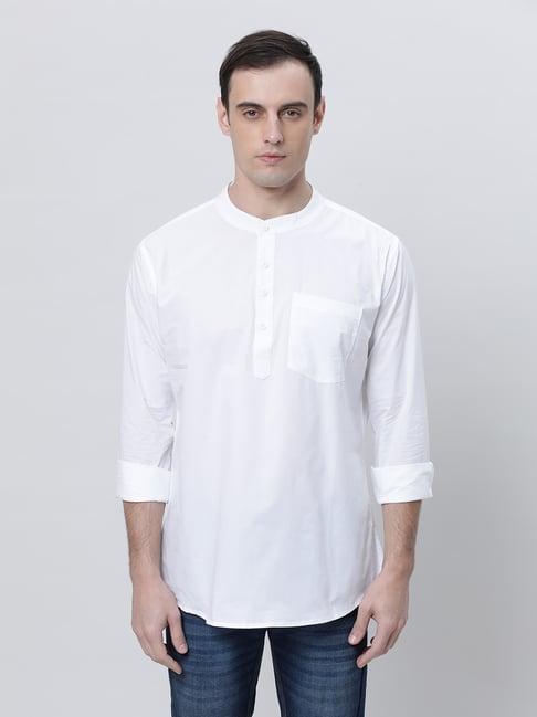 kryptic white regular fit short kurta