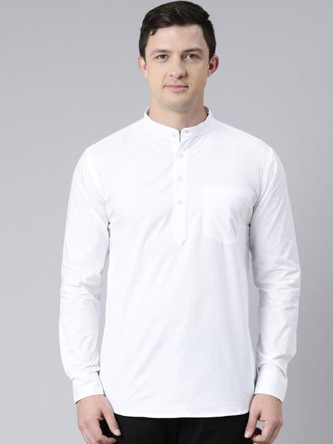 kryptic white regular fit short kurta