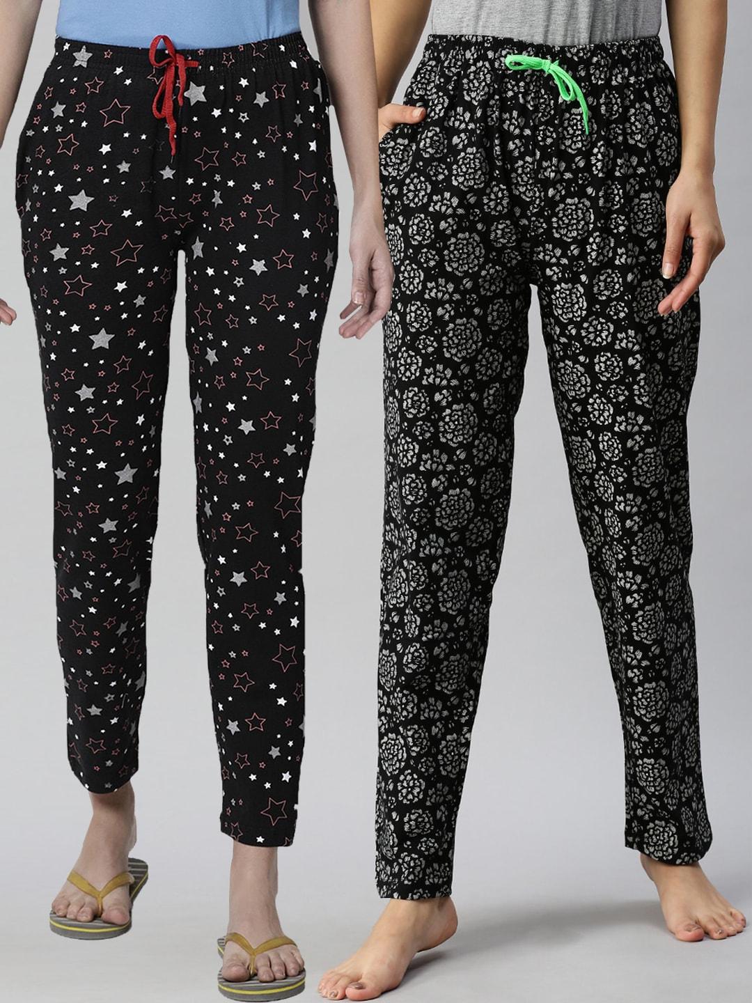 kryptic women black pack of 2 pure cotton pyjamas