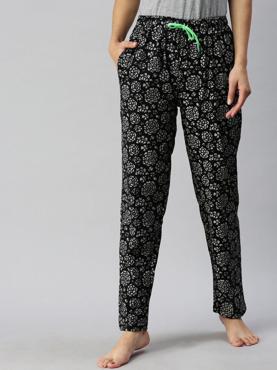 kryptic women black printed lounge pants