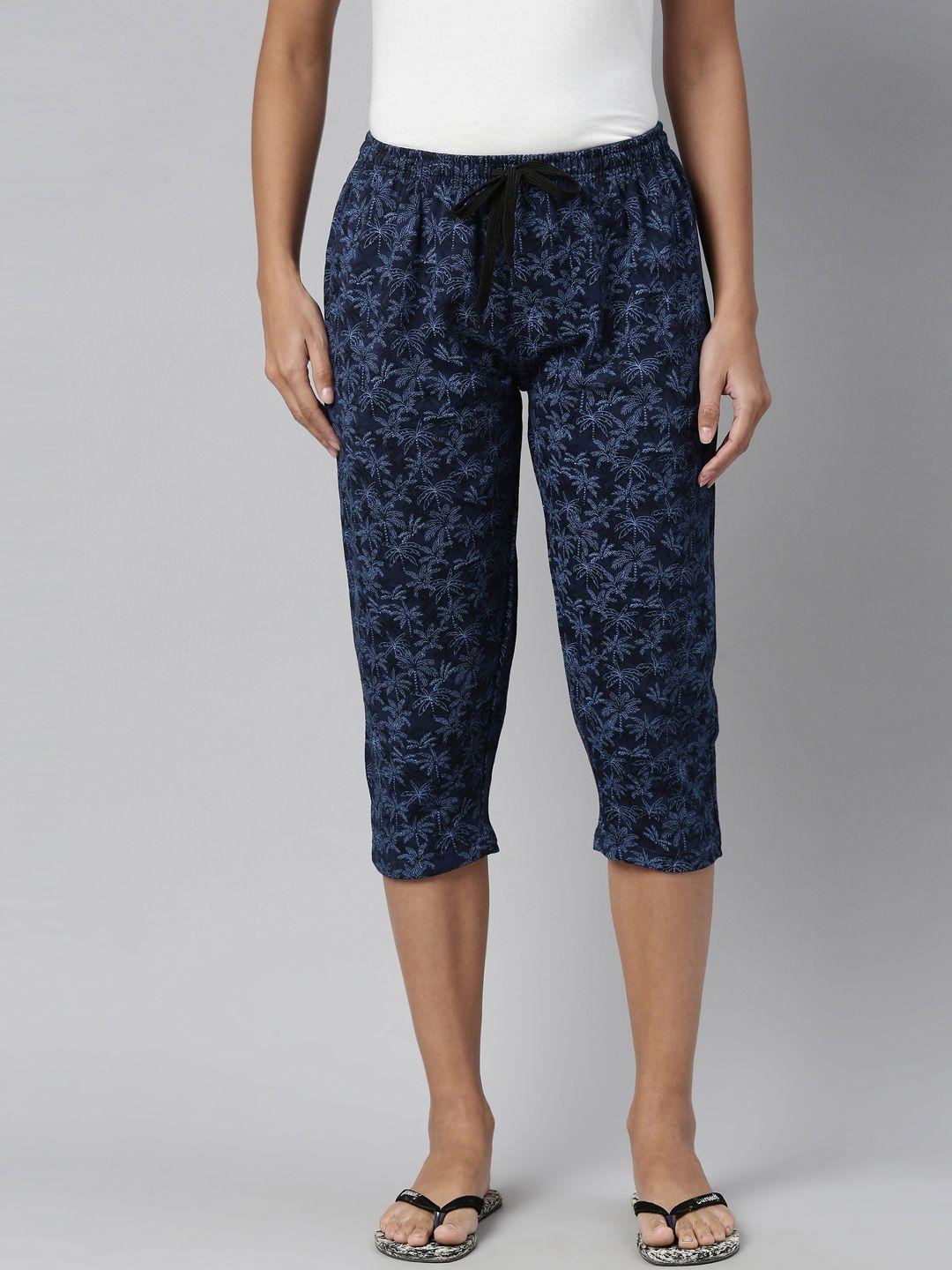 kryptic women blue & black printed capris