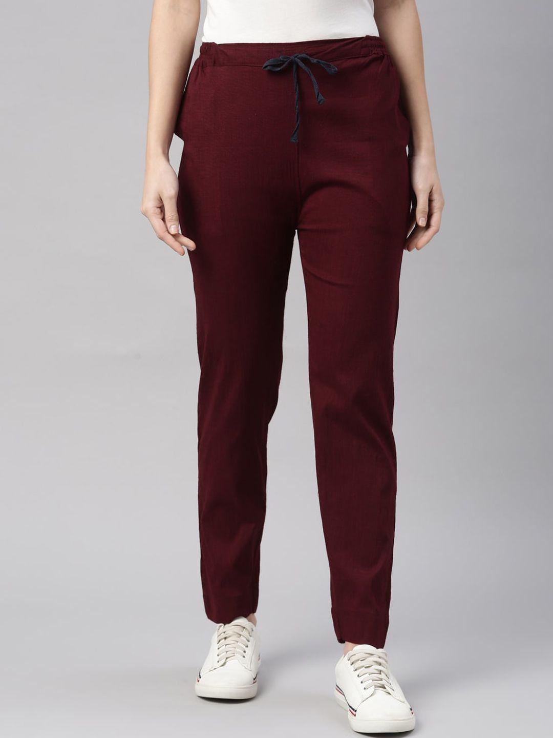 kryptic women burgundy trousers