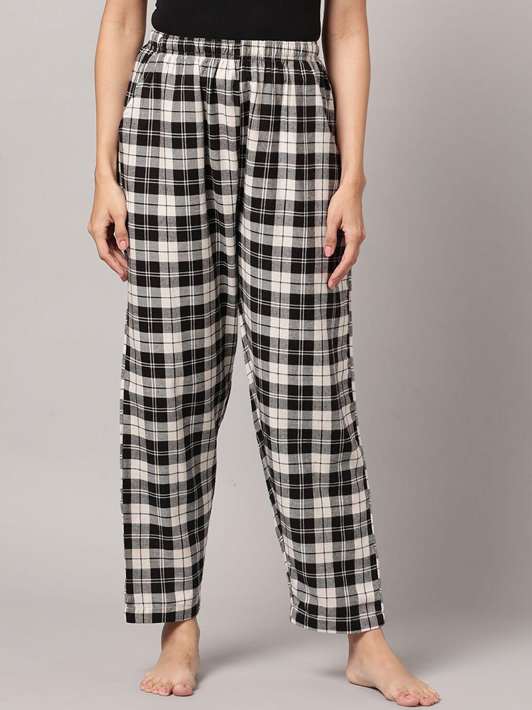 kryptic women checked pure cotton lounge pants