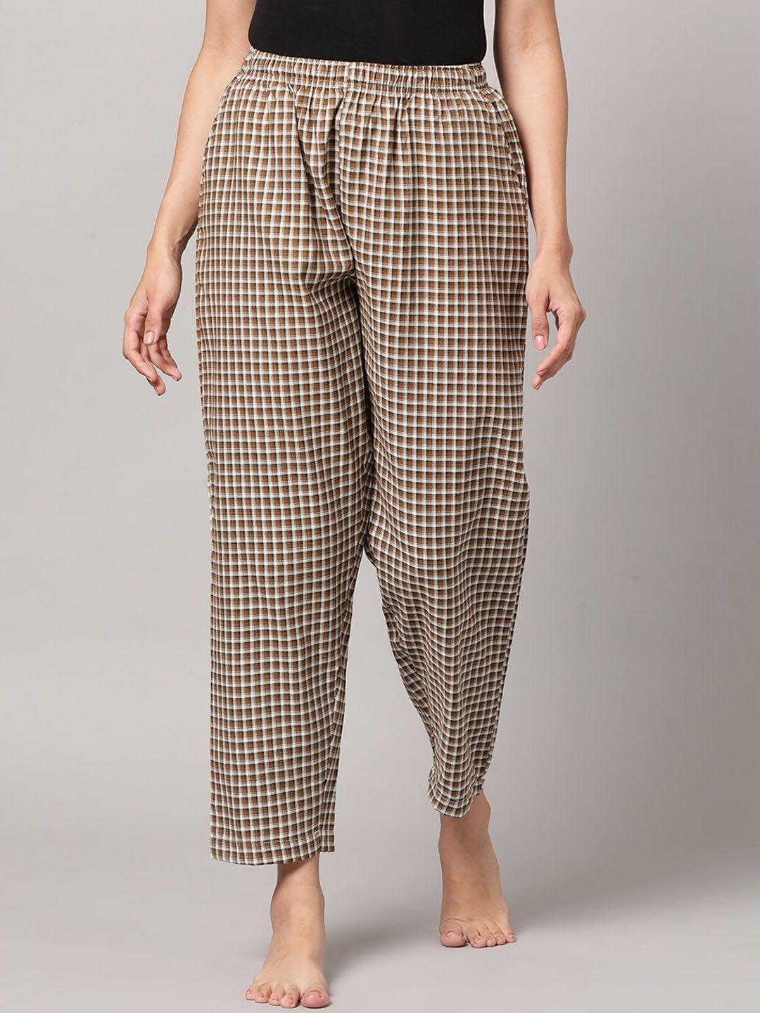 kryptic women checked pure cotton lounge pants