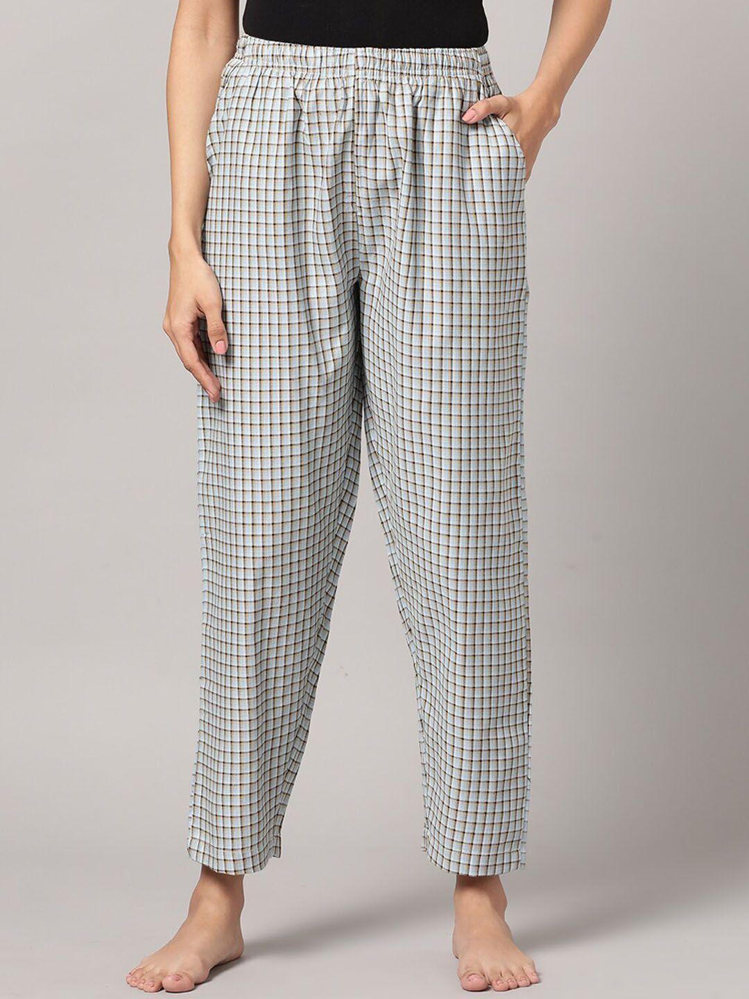 kryptic women checked pure cotton lounge pants