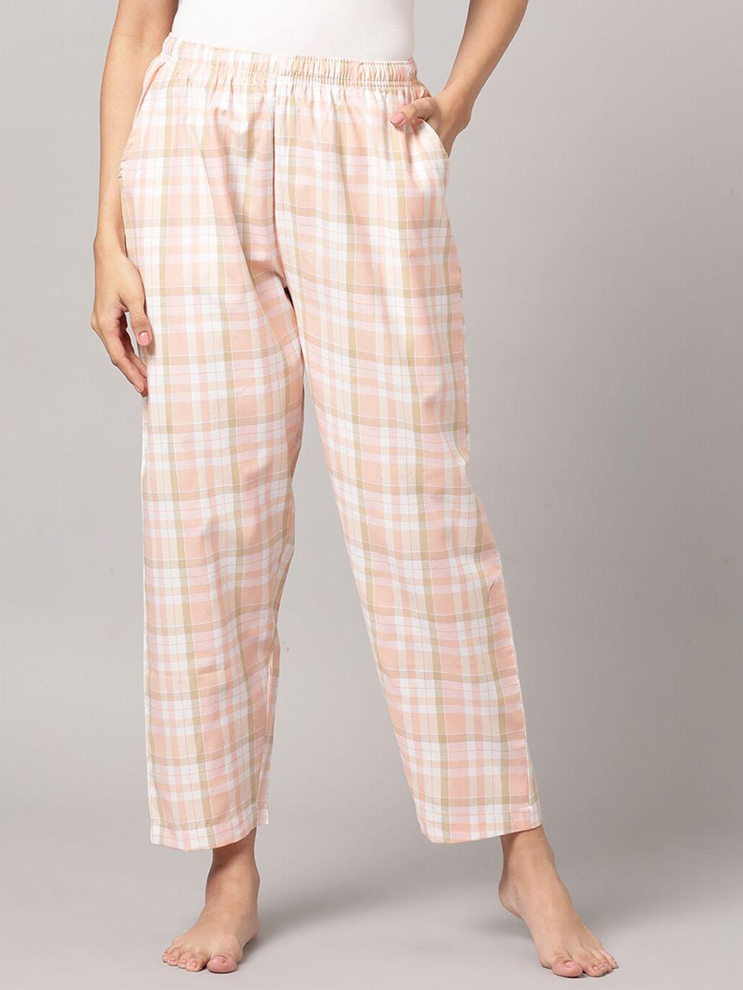 kryptic women checked pure cotton lounge pants