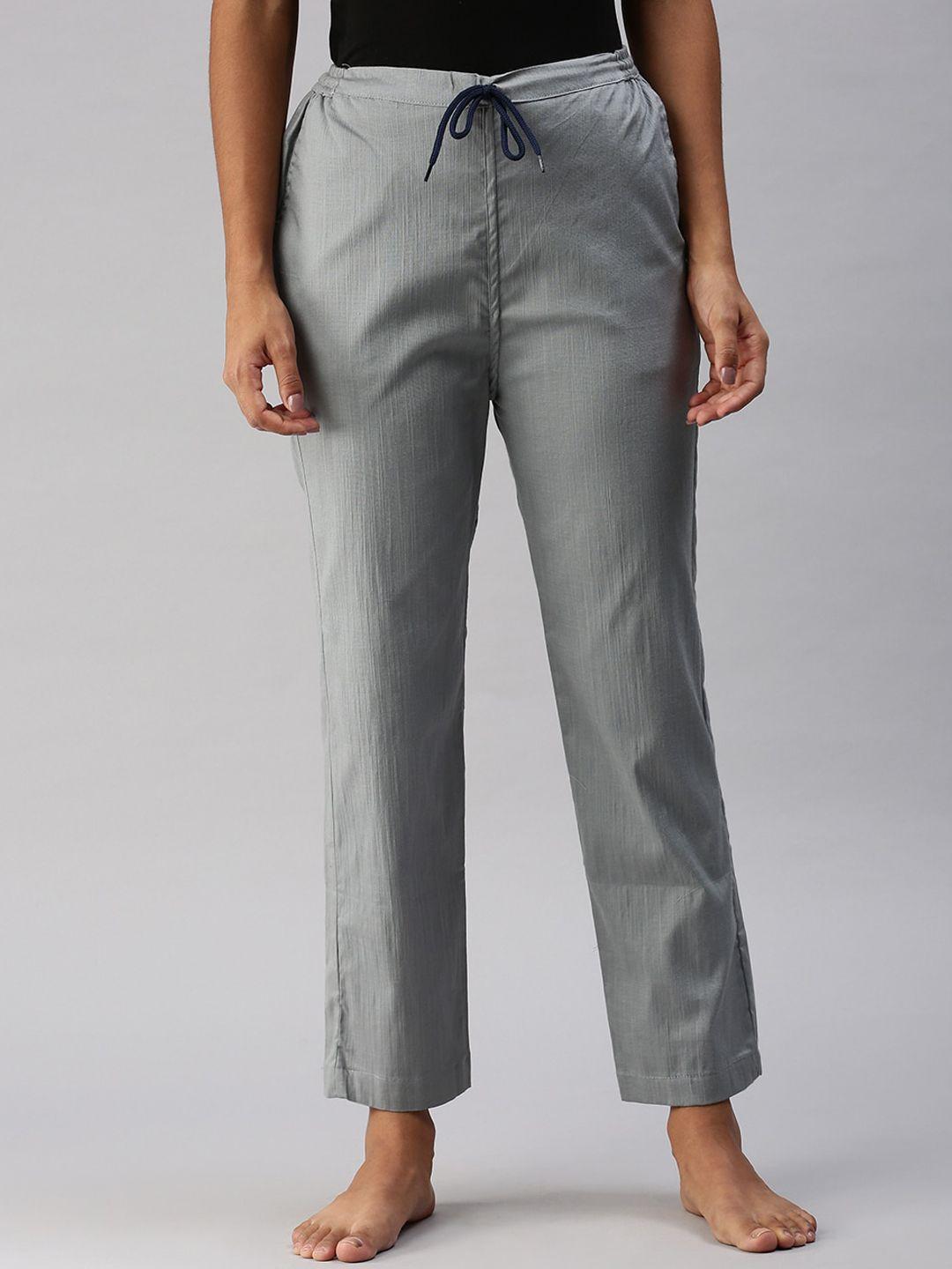 kryptic women grey solid lounge pant