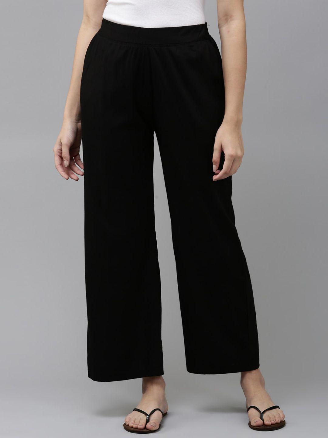 kryptic women mid-rise relaxed fit pure cotton lounge pants