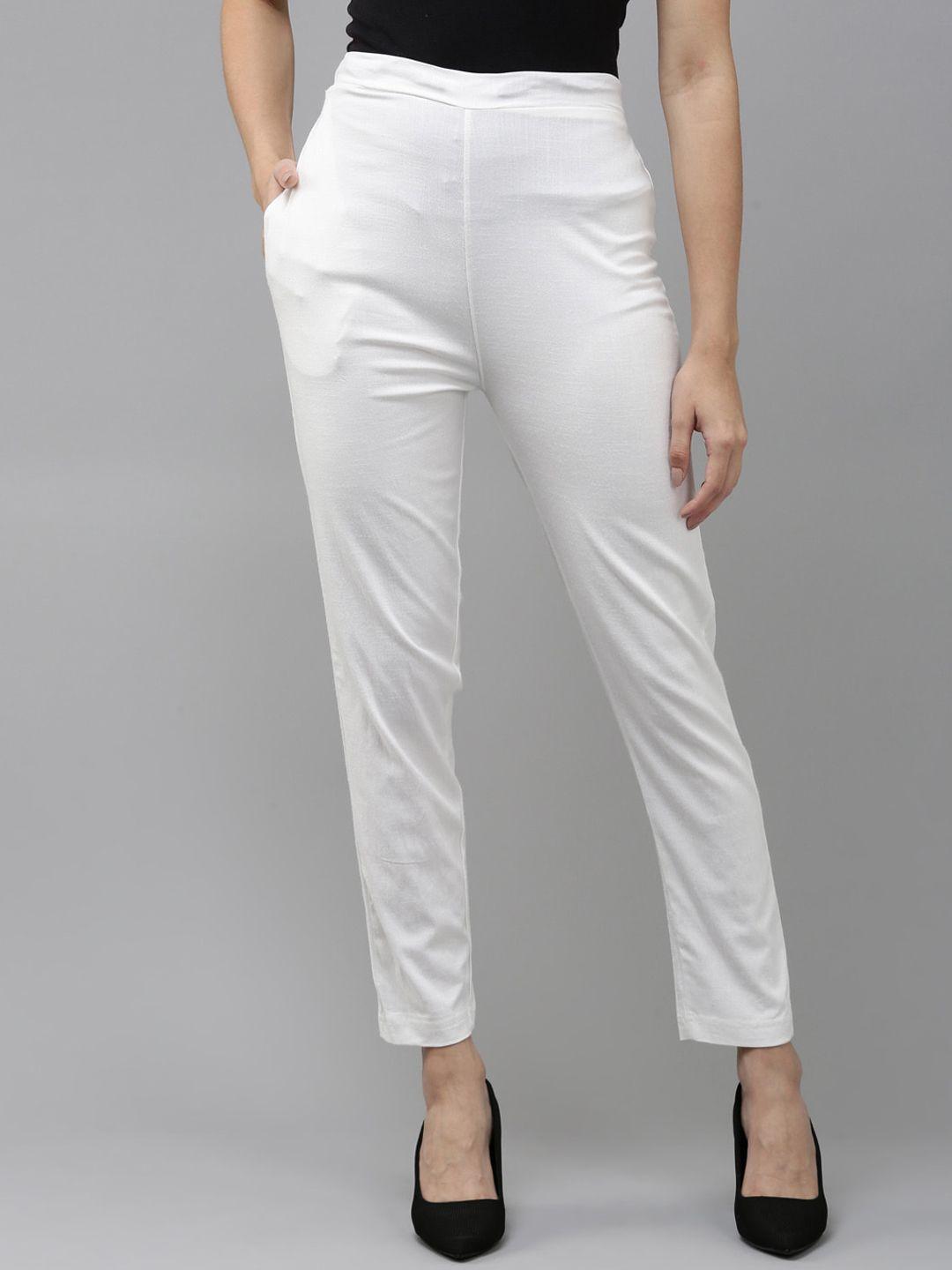 kryptic women mid-rise smart stretchable trousers