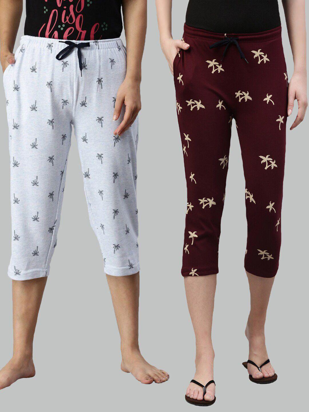 kryptic women pack of 2 pure cotton printed capris