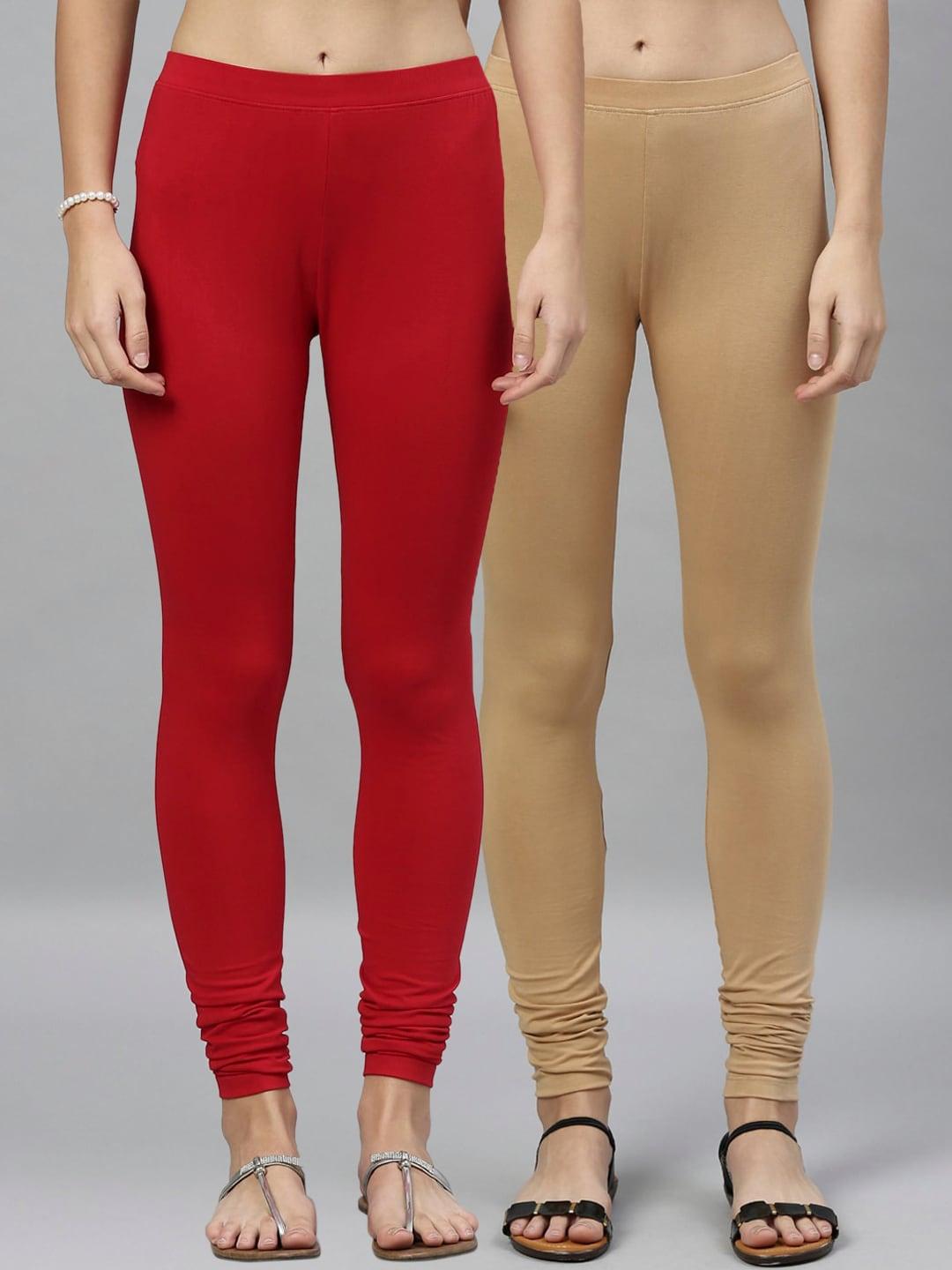 kryptic women pack of 2 solid churidar-length leggings