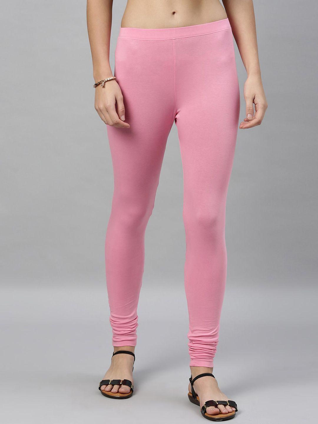 kryptic women pink solid churidar leggings