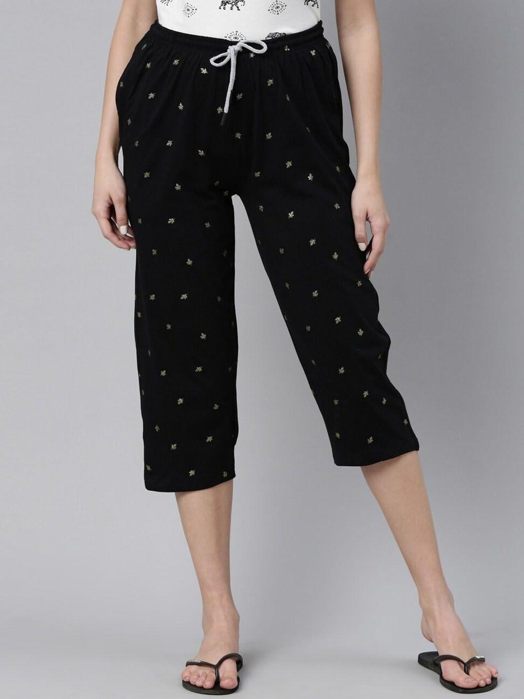 kryptic women printed cotton capris lounge pants