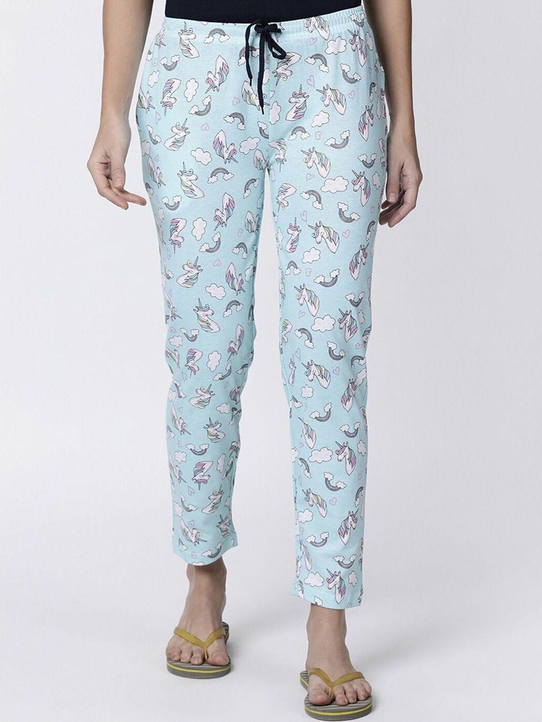 kryptic women printed pure cotton lounge pants