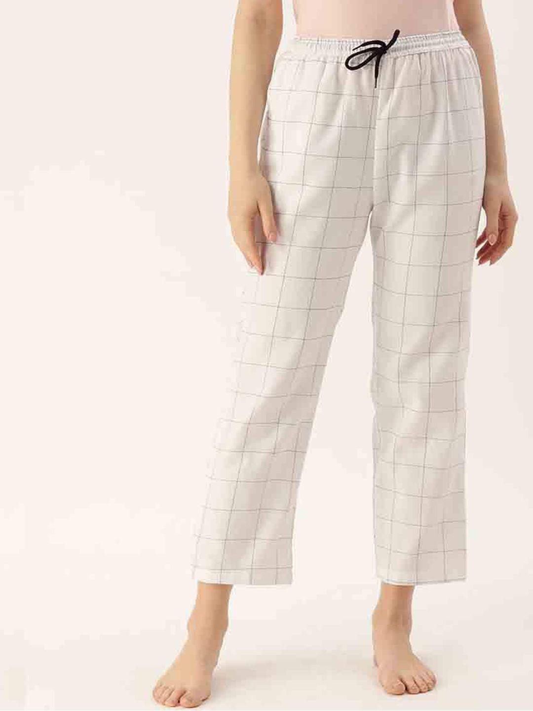 kryptic women pure cotton checked lounge pant