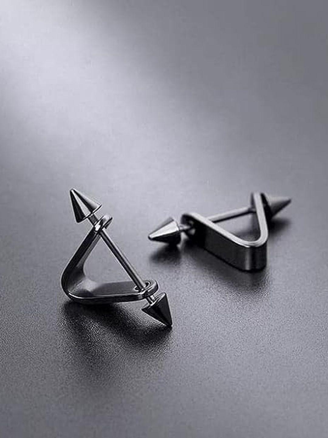 krystalz black triangular studs earrings