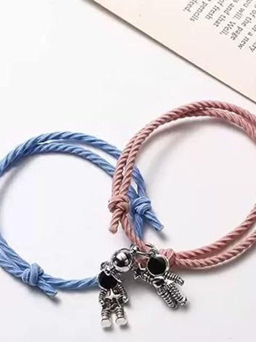 krystalz unisex 2 blue & pink charm bracelet