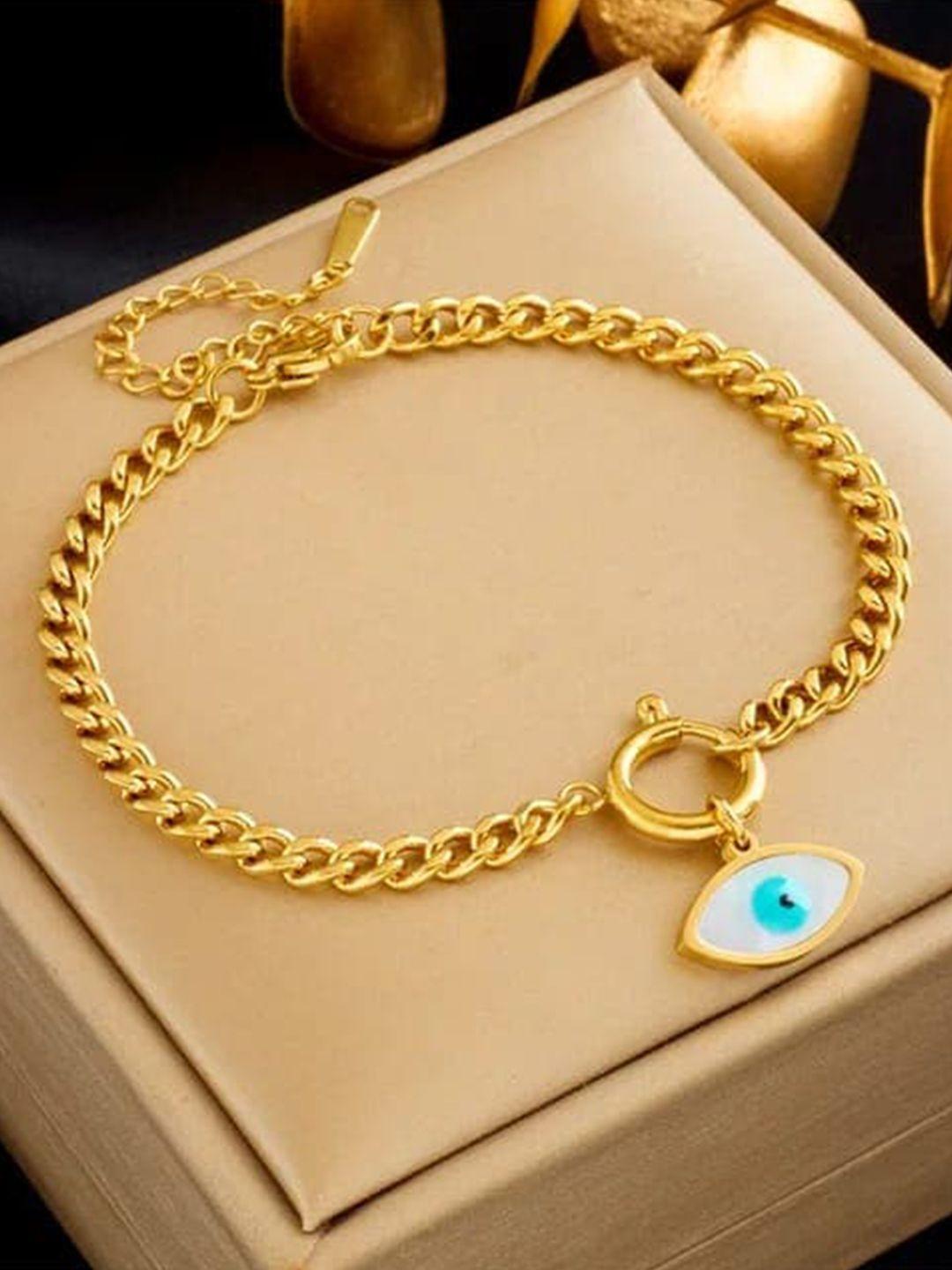 krystalz gold-plated stainless steel link bracelet