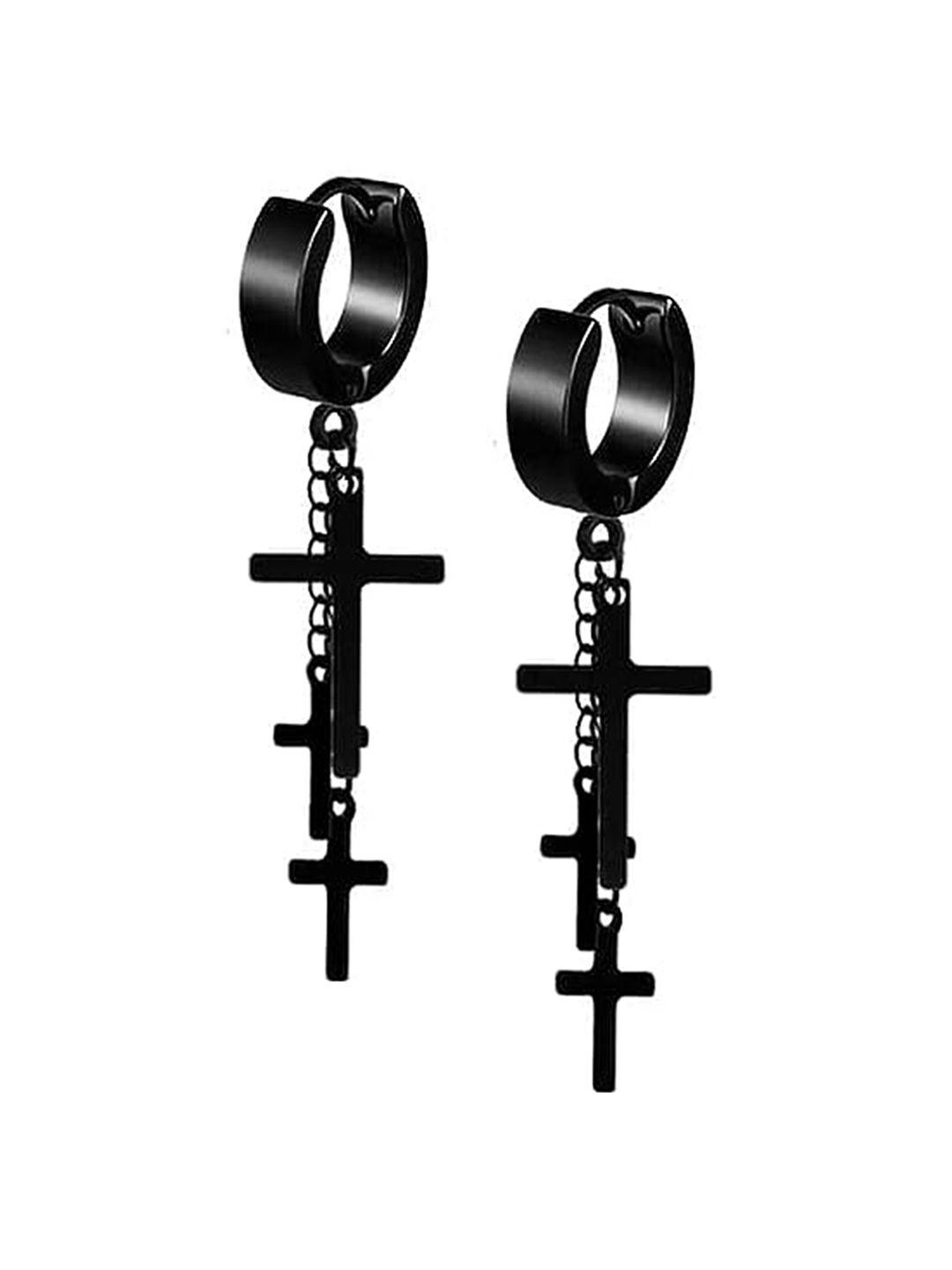 krystalz stainless steel contemporary half hoop earrings