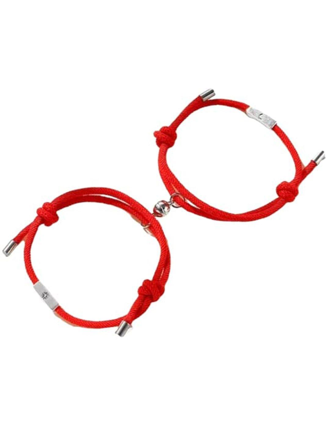 krystalz unisex 2 red & silver-toned charm bracelet