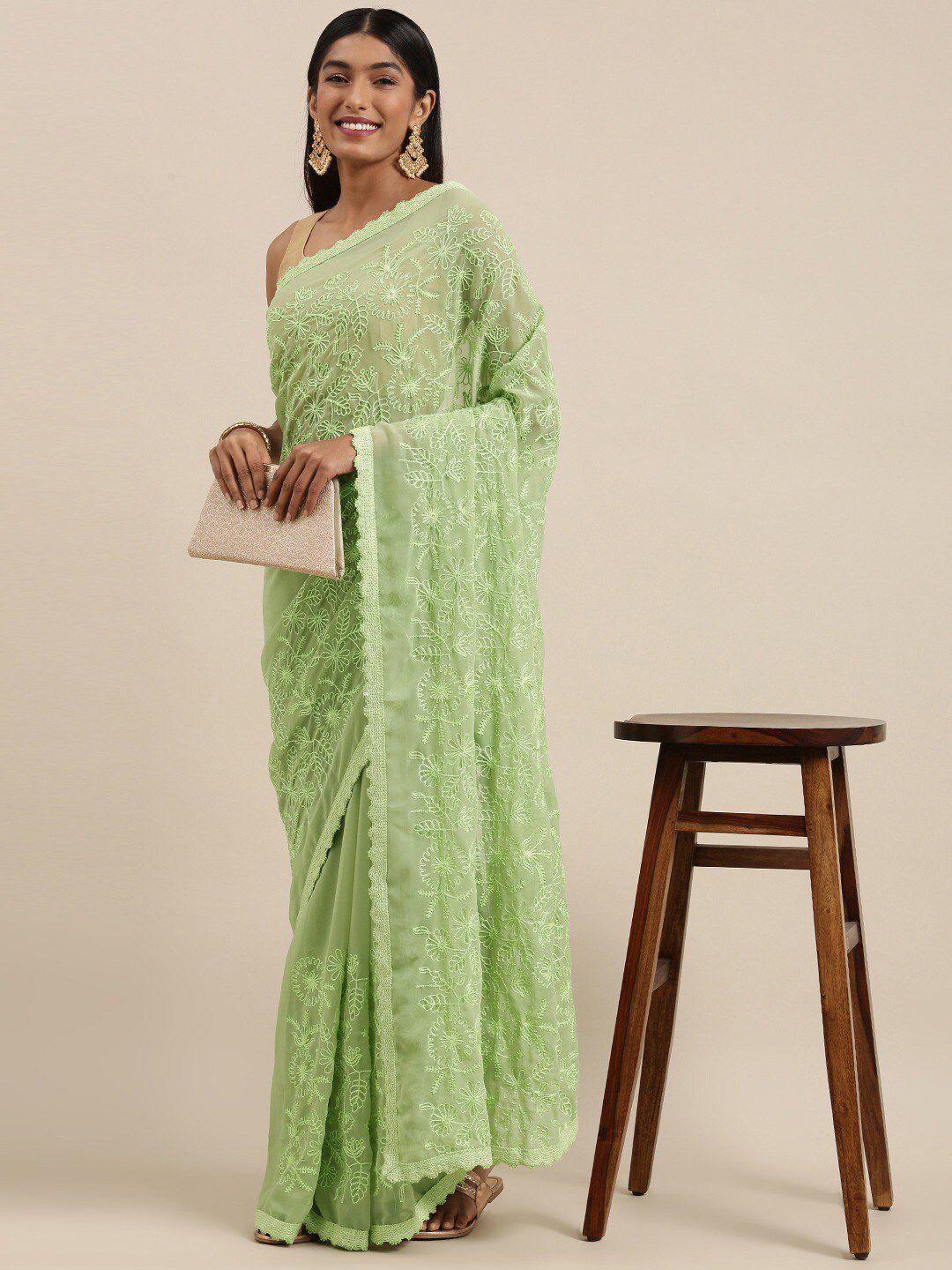 ks kamya sarees floral embroidered poly georgette saree