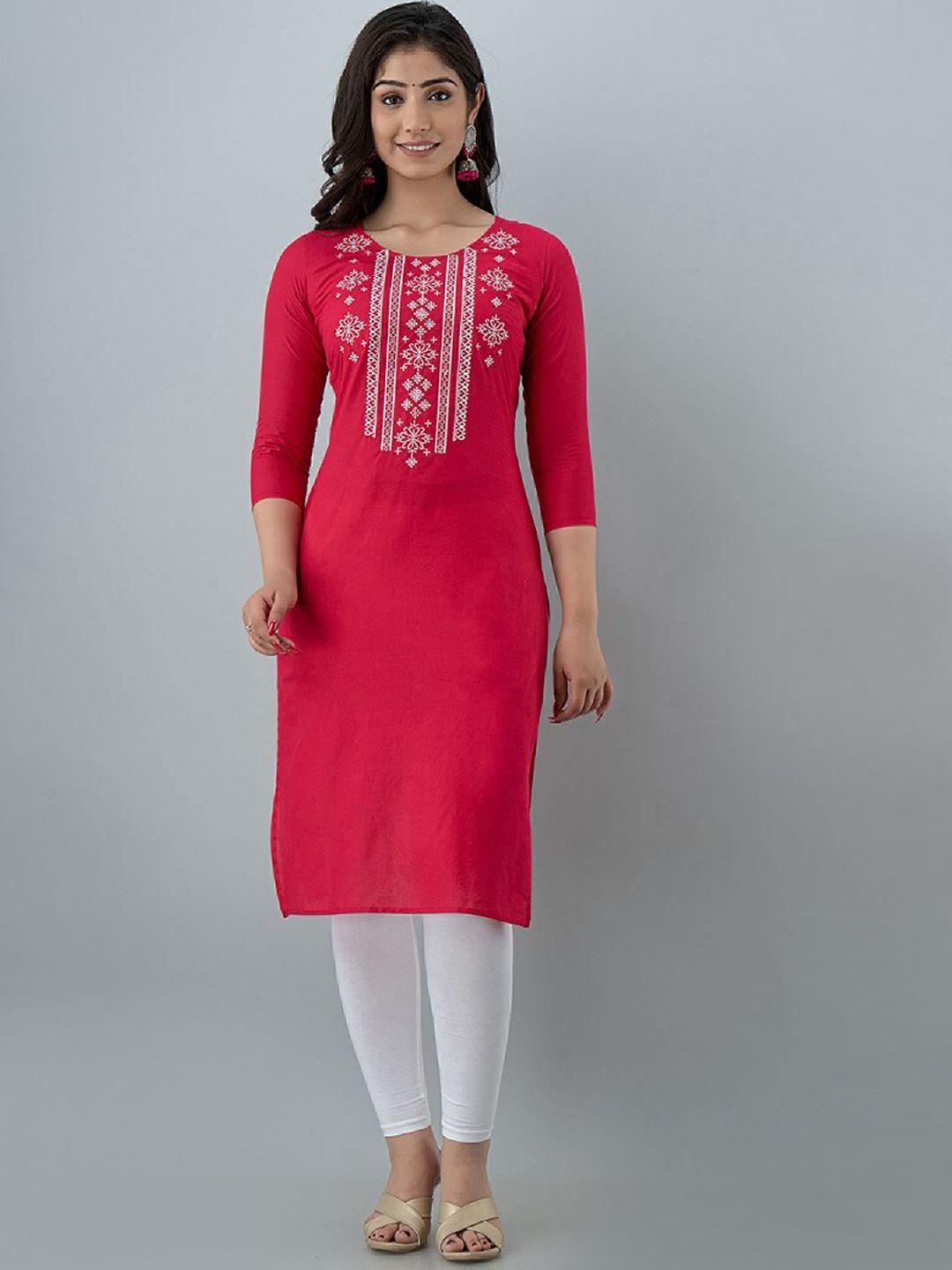 ksharaa pink geometric embroidered thread work kurta