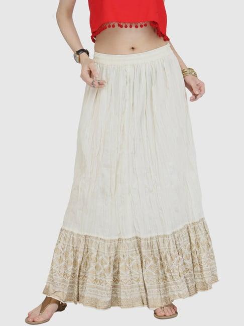 ksut off-white cotton printed skirts