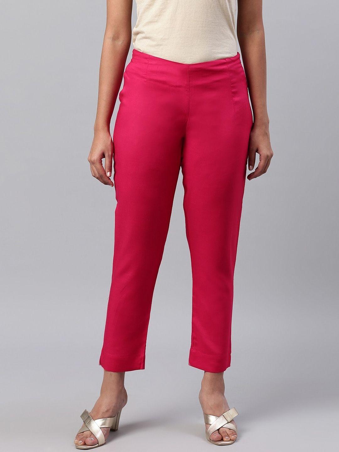 ksut women pink straight fit trousers