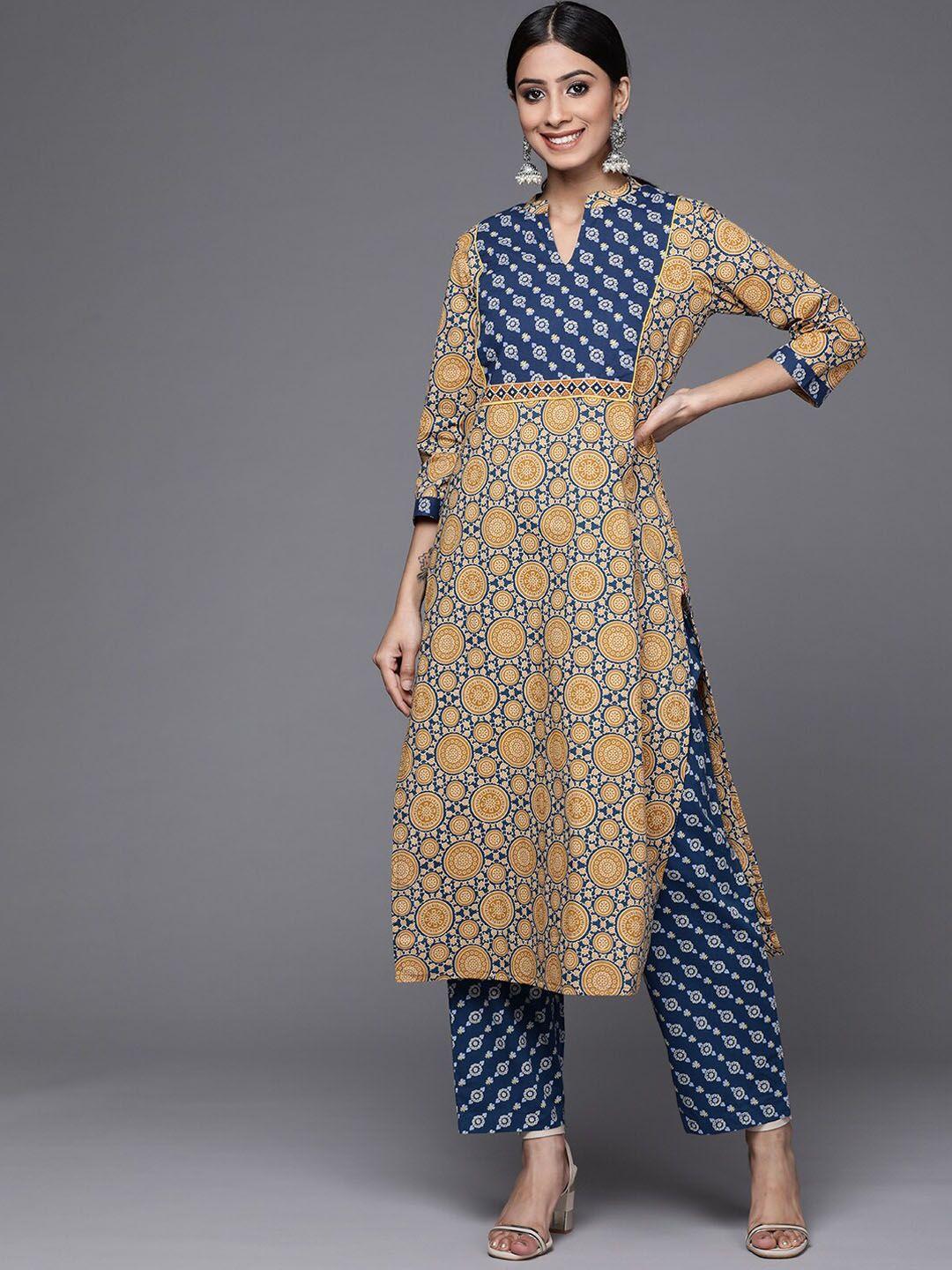 ksut bandhani printed pure cotton kurta with trousers