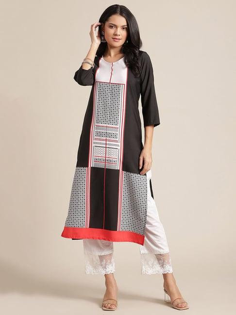 ksut black & white printed kurta