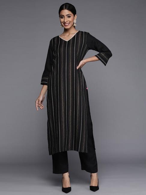 ksut black printed kurta pant set