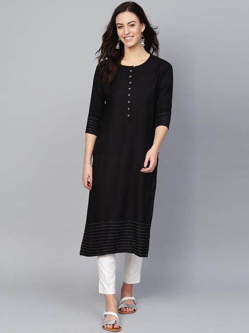 ksut black straight kurta