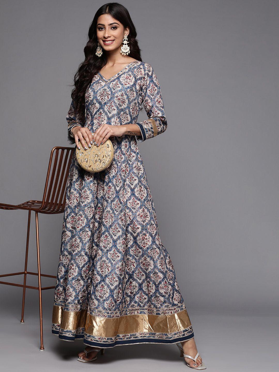 ksut blue & off white ethnic motifs dress