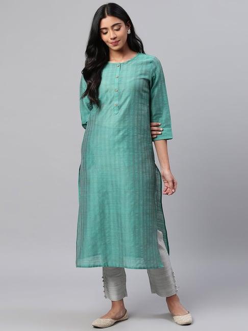 ksut green straight kurta