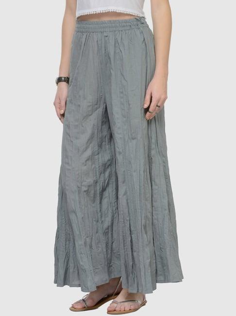 ksut grey cotton regular fit palazzos