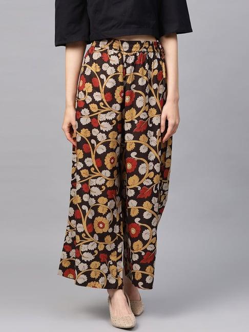 ksut multicoloured floral printed straight palazzo with waist band