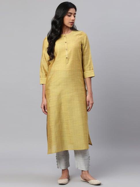 ksut olive green straight kurta